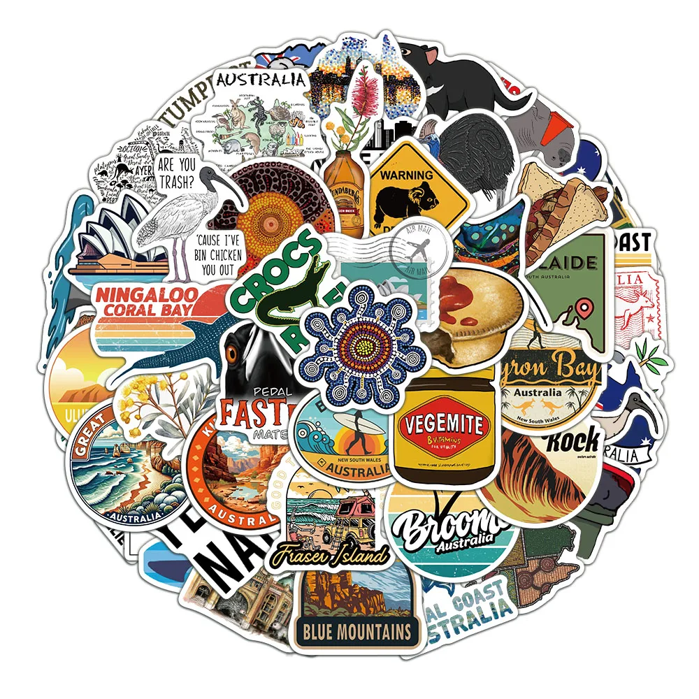 50PCS Cross border Australian Graffiti Stickers, Luggage, Laptop, Window Stickers, Decorative Handbooks