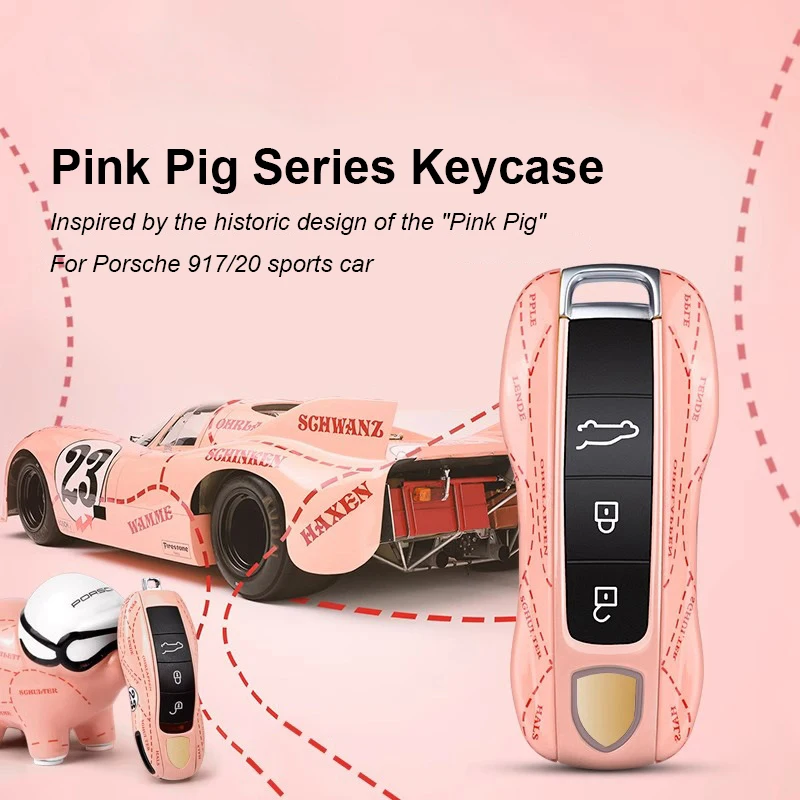 Portachiavi Cover Premium Custodia chiave per auto Pink Pig Edition Livery Shell per Porsche 911 Cayenne Panamera Macan