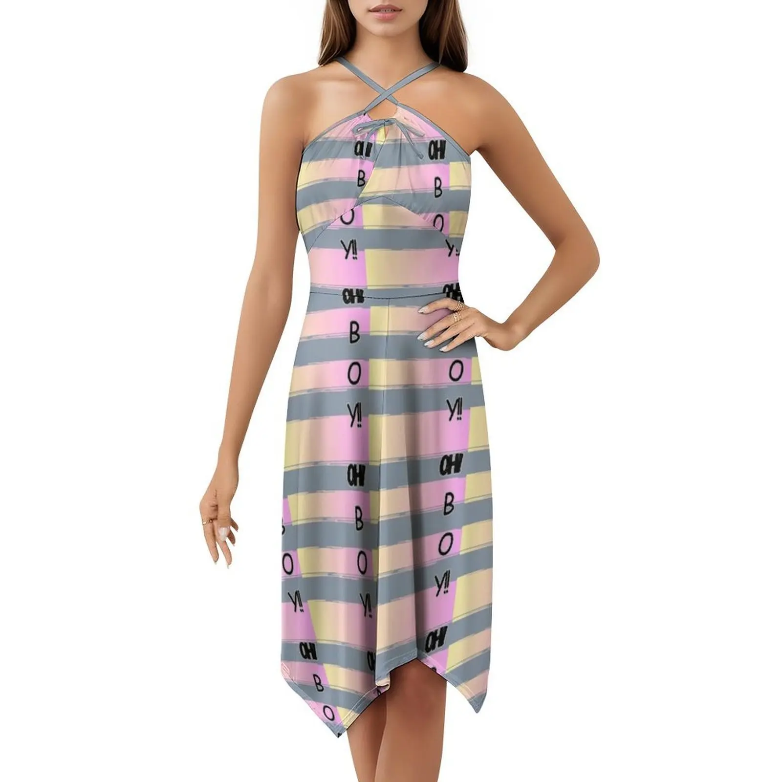 أوه! صبي! تنورة على الطراز الكوري فستان كاجوال للنساء فساتين بسيطة يومية للمكتب للسيدات الحب للفتيات بخطوط وردية للأولاد لمسة الظل