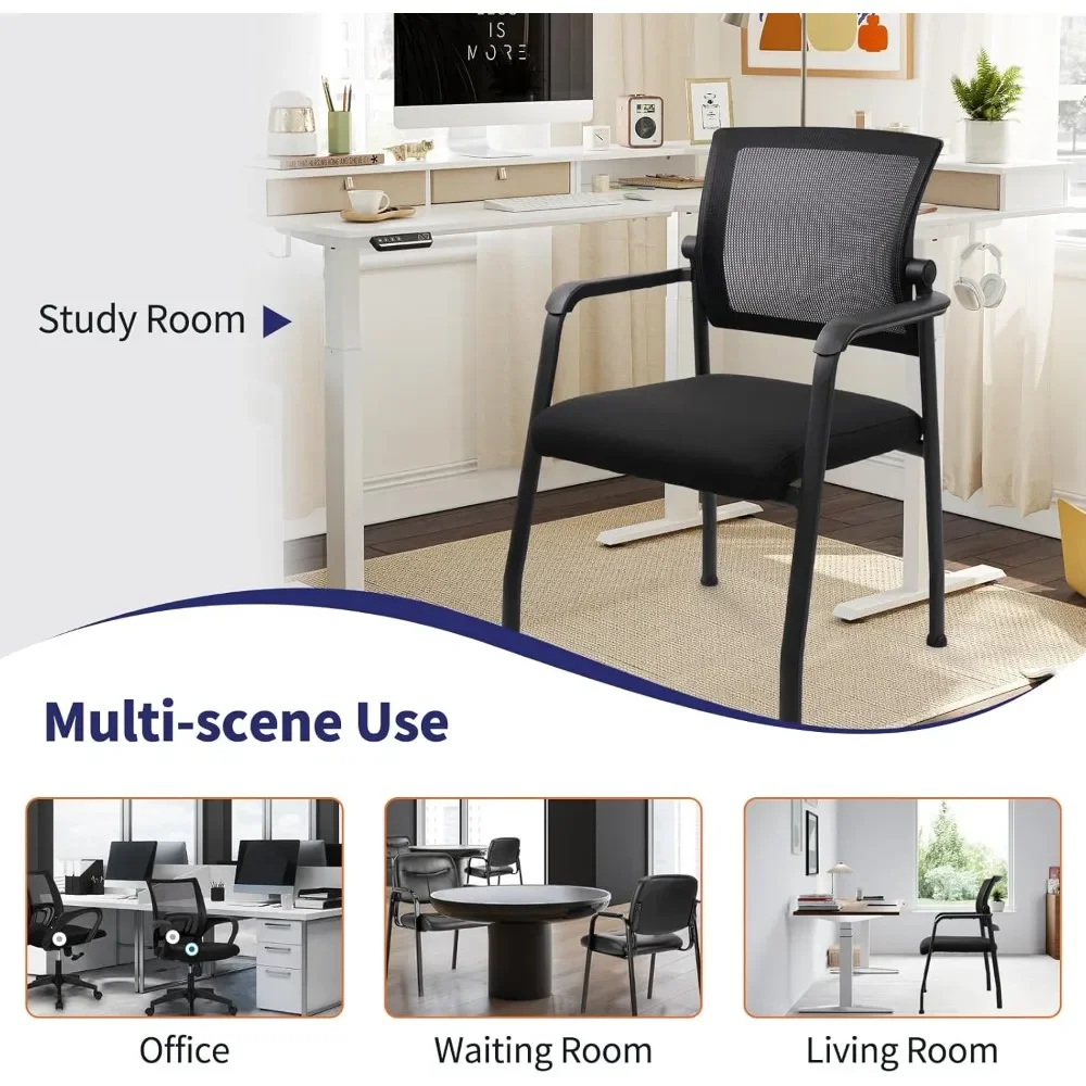 Desk Chair No Wheels with Adjustable Mesh Backrest, Arm Chair with Ergonomic Lumbar Support and Thickened Seats Cushion