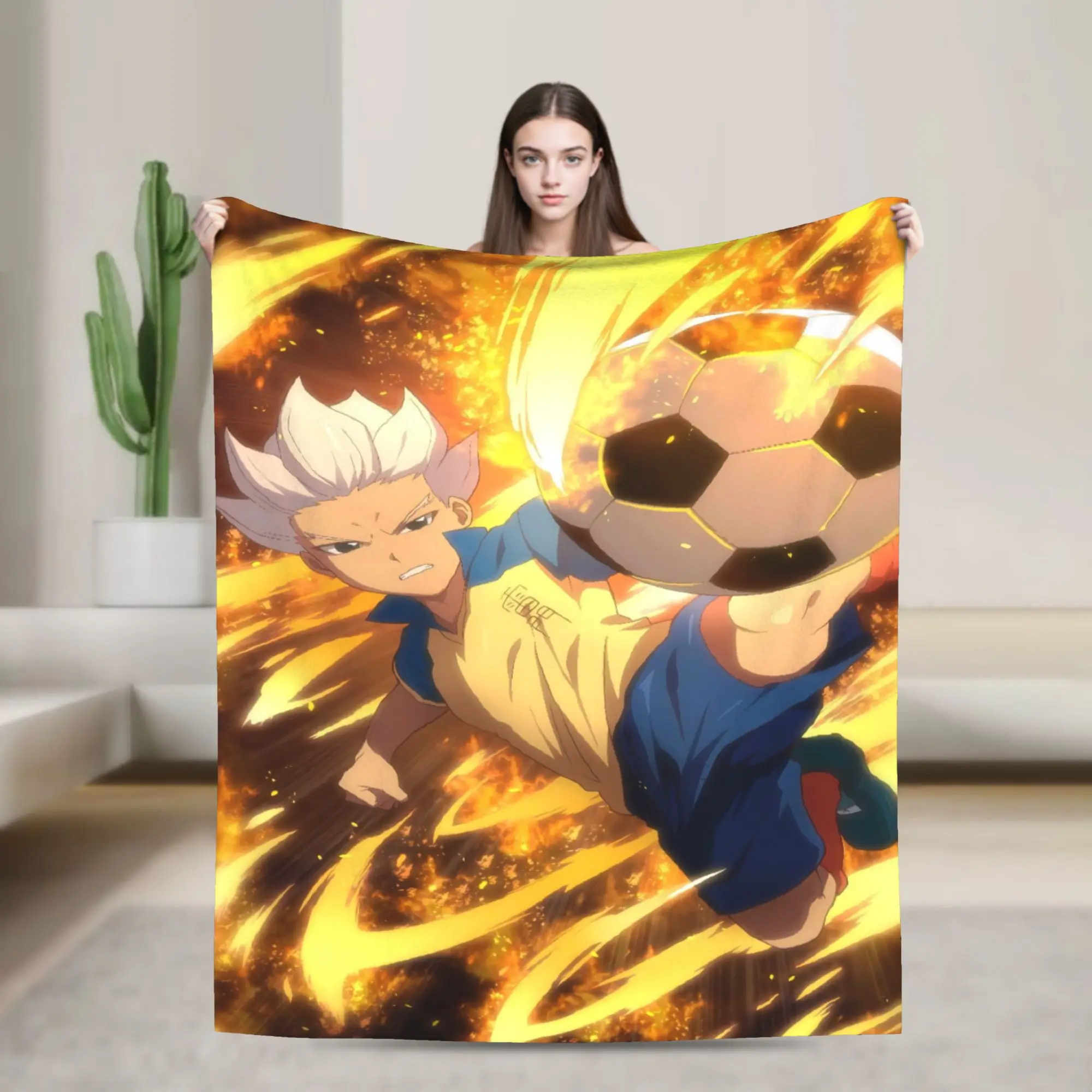 Anime Axel Blaze Inazuma Eleven Flannel Blanket Winter Warm Soft Throw Blanket Children Outdoor Pattern Bedspread Sofa Bed Cover