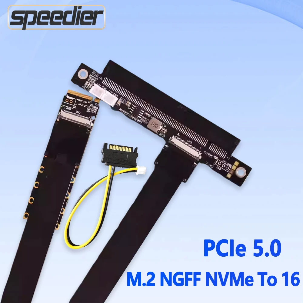 PCI-E 5.0 M.2 NGFF NVMe To X16 Key M Graphics Card Extension Riser Cable Gen5Adapter FFC High Speed Soft Low Loss SATA GPU F43SP
