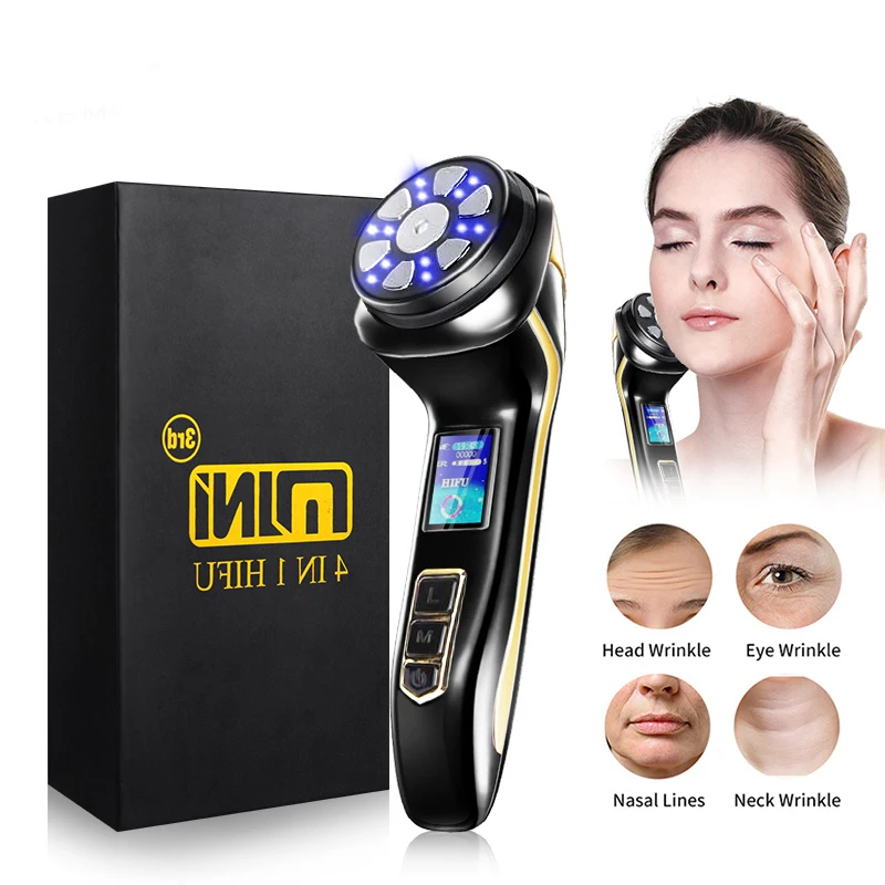 

4 in 1 Mini HIFU Machine Ultrasound RF Facial Lifting Device EMS Micro Current Tightening Skin Wrinkle Face Care Beauty Tools