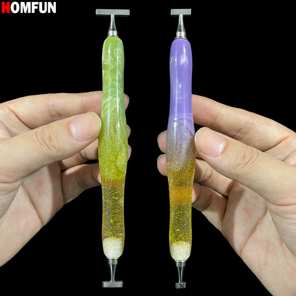 HOMFUN Diamond Painting Pen，Beautiful Embroidery Threaded Dot Drill Tool，Multifunctional Metal Screw Thread Tips Accessories