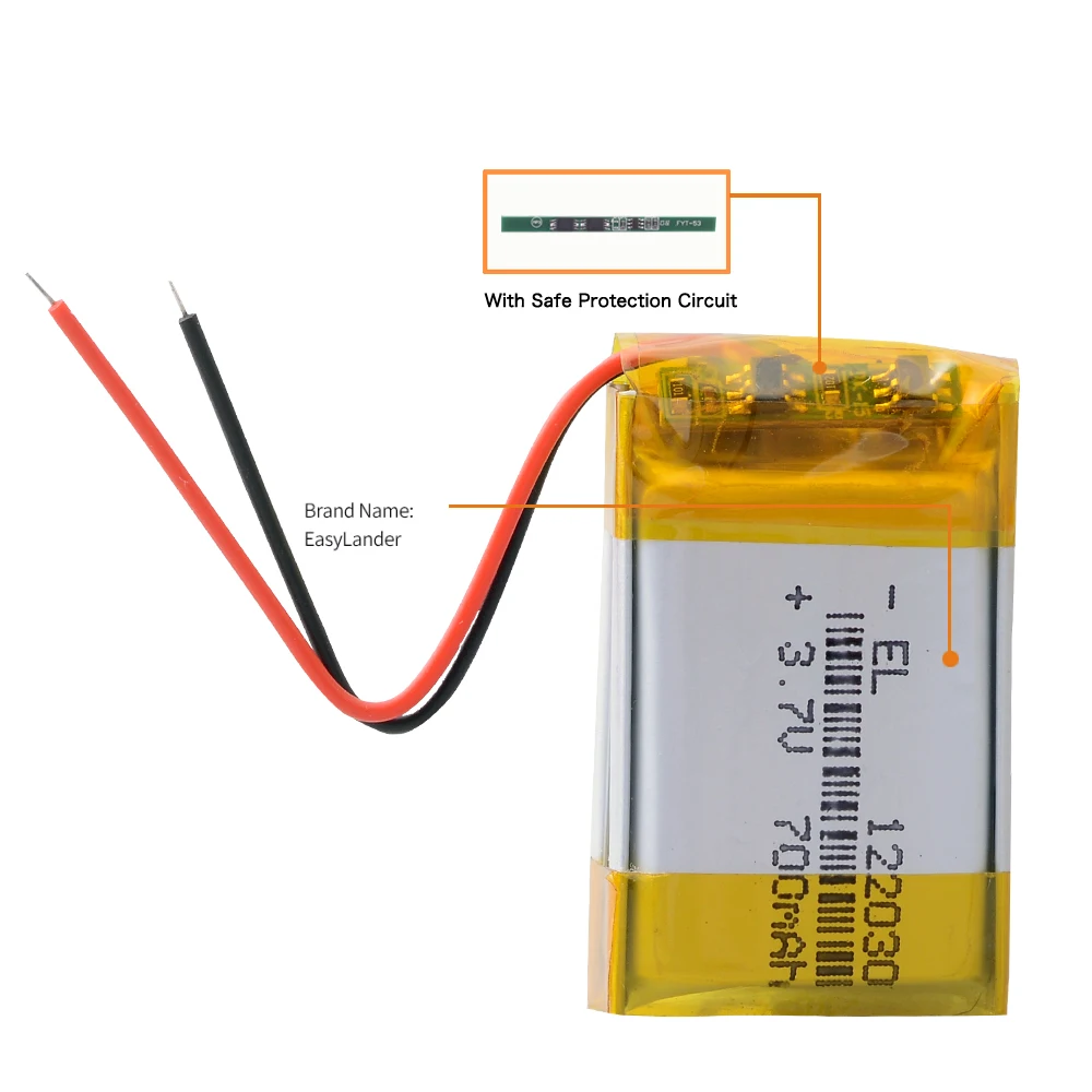 3.7V 700mAH 122030 Rechargeable Lithium Li-ion Polymer Battery