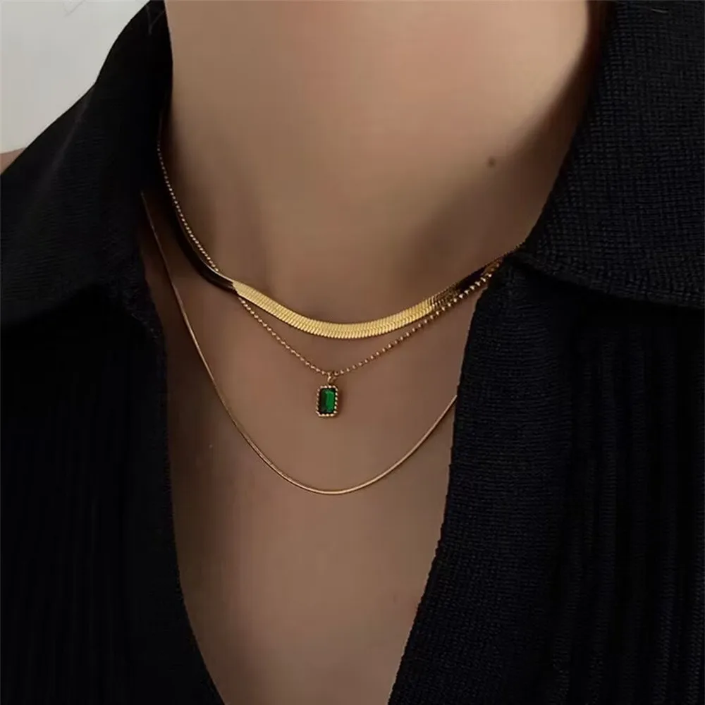 

Fashion Vintage Gold-plate Punk Necklace For Women Female Multilevel Geometric Snake Chain Cross Heart-shaped Pendant Jewelry