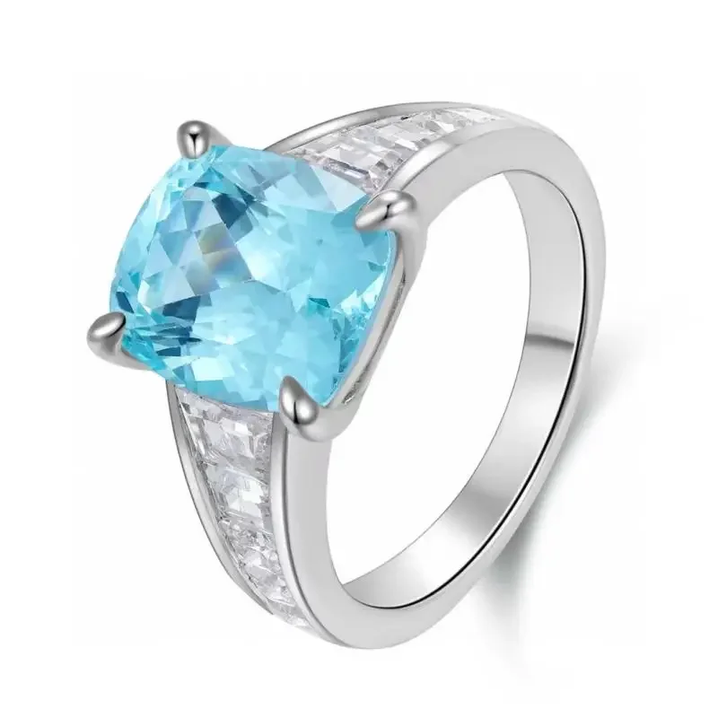 Pirmiana New S925 Silver 6.75ct Lad Grown Paraiba Ring High Fine Jewelry for Women Party Gift