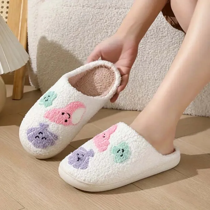 

Ultra-Soft Plush Women's Slippers Fluffy Winter Warm Indoor House Cartoon Designer Shoes Ladies Flats Casual Footwear Fashion