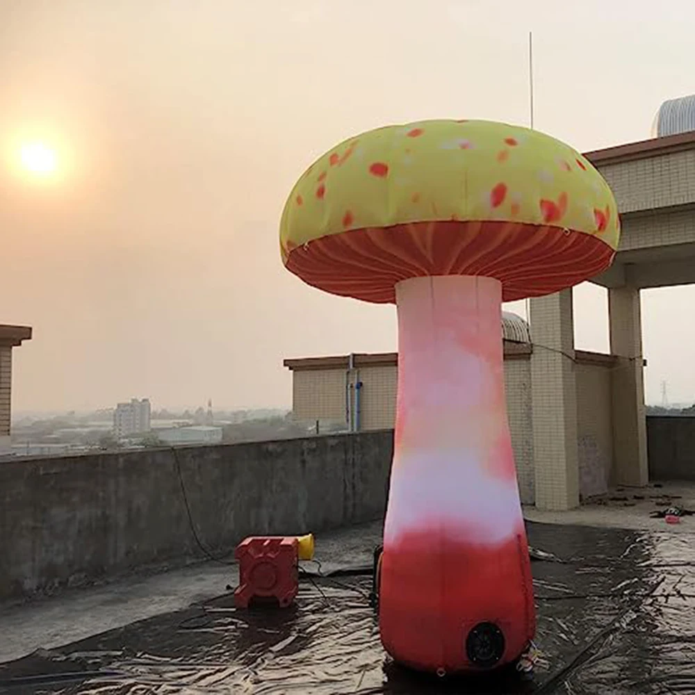 Full Printing Colored 10 Feet Tall Inflatable Mushroom Balloon Plant Model For Theme Park Event Stage Decoration