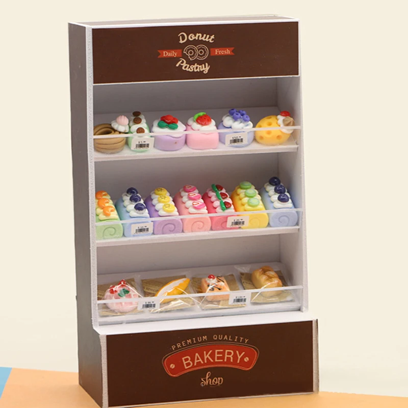 1:12 Domek dla lalek Szafka na ciasta Półki na desery Miniaturowe jedzenie Zabawki miniaturowe Mini model Domek do zabawy Ręczne DIY Małe ozdoby