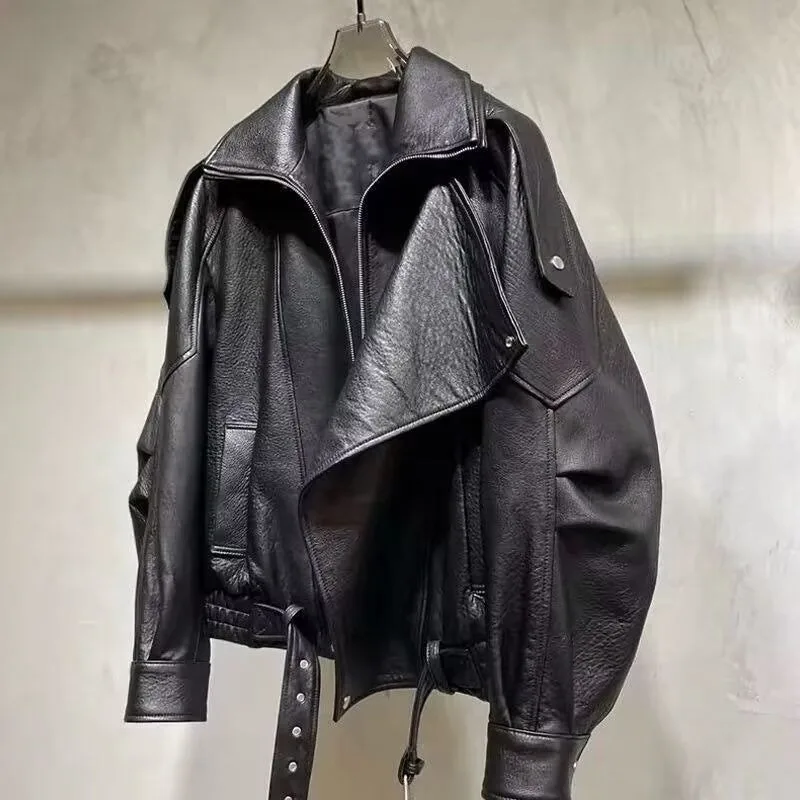 Trendy New Style Jacket Faux Leather Leather Jacket Men Women New Pu Leather Motorcycle Double-collar Jacket Top Spring Autumn