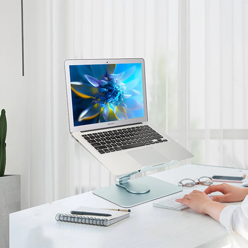 

Laptop Cooling Stand with Fan Adjustable Height 360 Rotating Aluminum Computer Holder for 10 11 12 13 14 15 16 17 inch Notebook