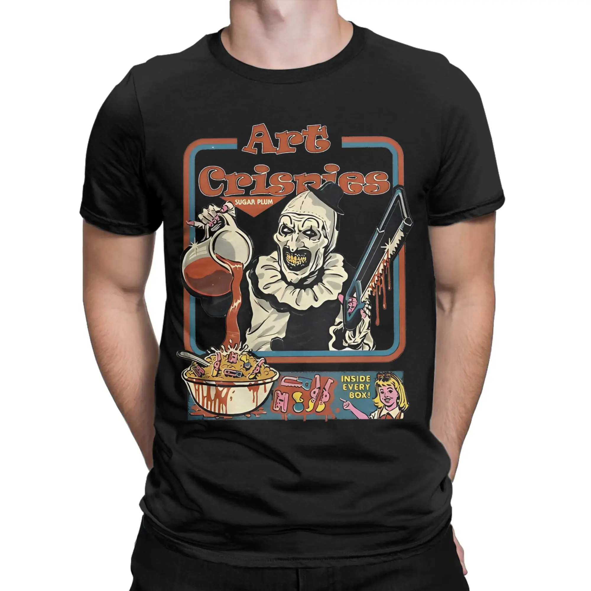 Hip Hop Terrifier Art Crispies T Shirt Men's Crewneck Short Sleeve Clothing  Horror Movie 100%Cotton Summer Tops Shirts