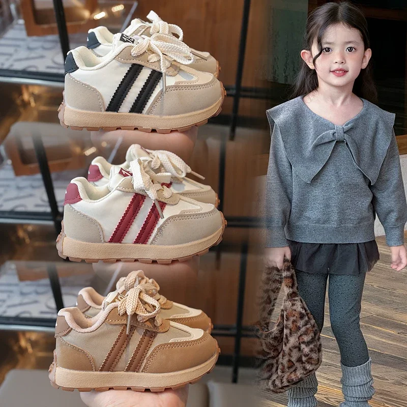 

Children's Casual Sneakers Leather Boys Girls Single Shoes 1-6 Years Old Four Seasons Soft Non-slip Kids Baby De Training Shoes
