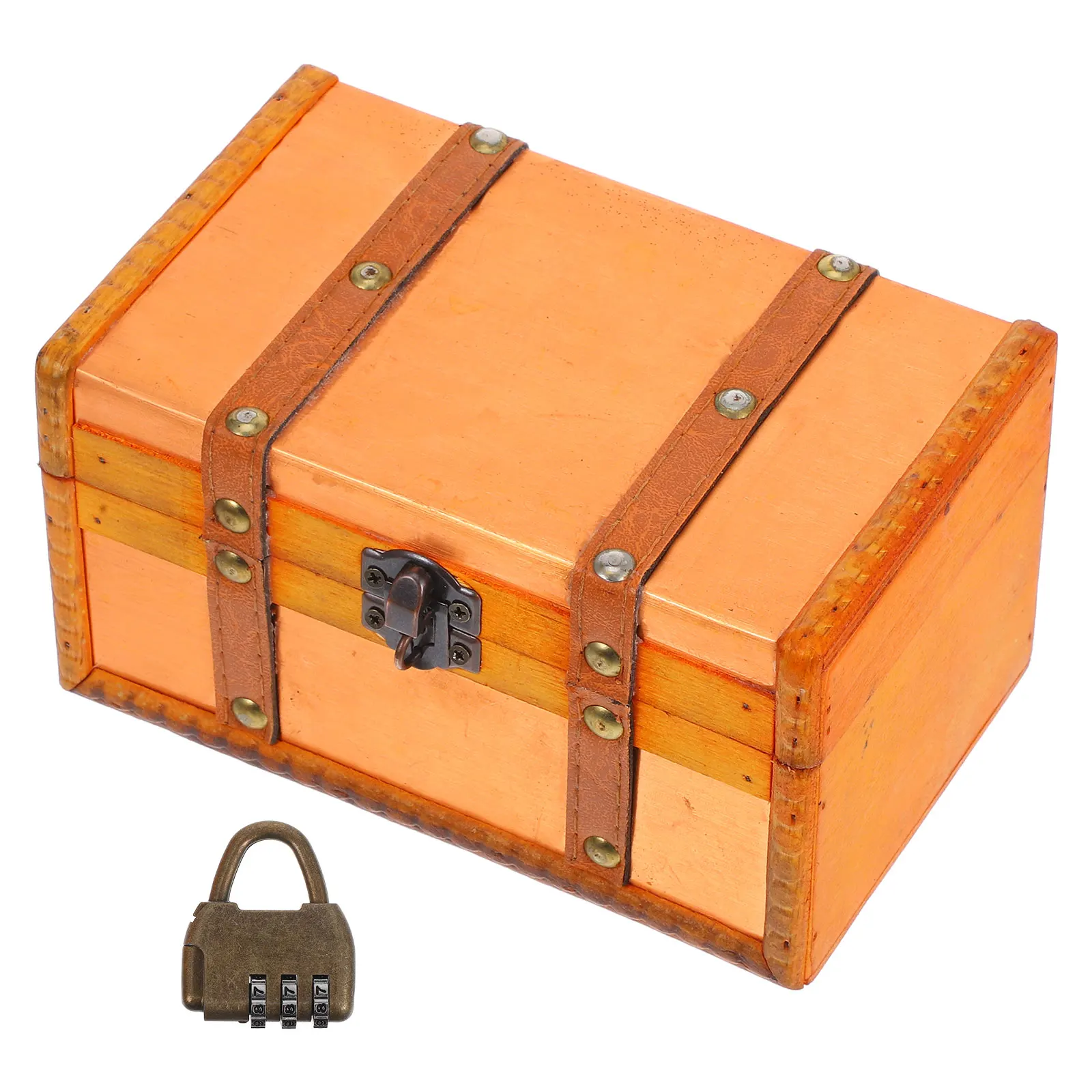 

Retro Wooden Storage Box Vintage Jewelry Organizer Treasure Chest with Lock Kids Keepsake Small Item Holder Space Saving