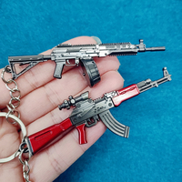 Miniature QBZ95 Rifle AK47 Pistol Model Alloy PRK16 Toy Gun Keychain Bag Pendant Ornaments Children Toy Birthday Gift