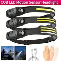 Induction LED Headlamp COB Wide Beam Wave Sensor Head Lamp USB Rechargeable for Running Camping Portable Powerful Head Torch