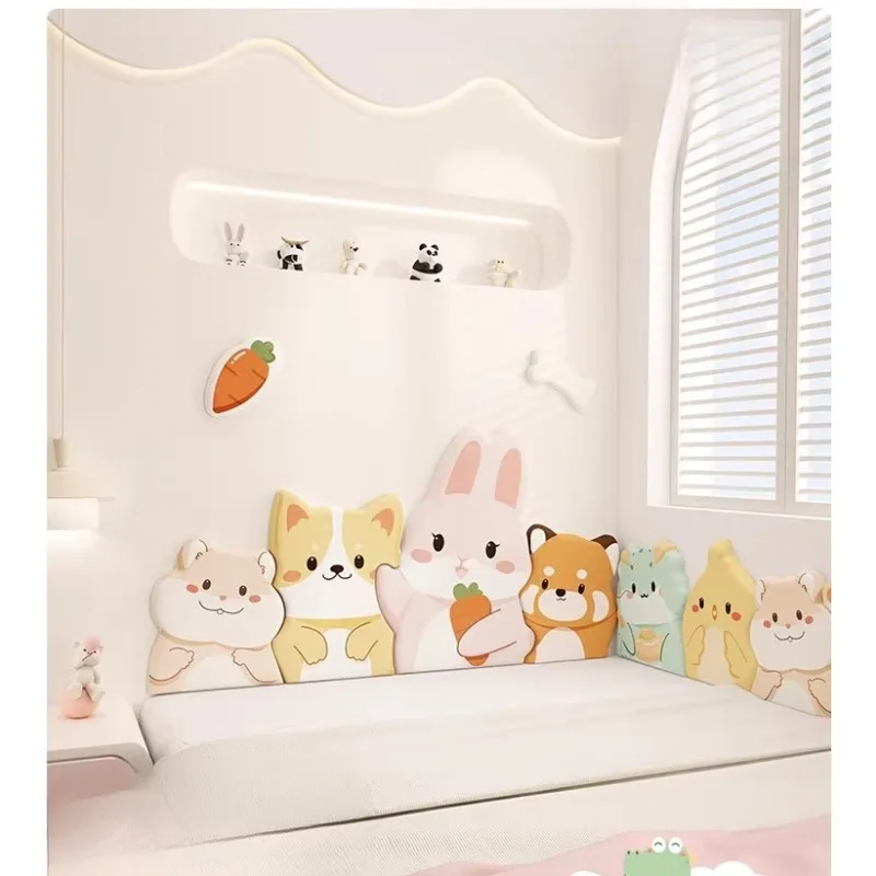 Cartoon Animal Friends Headboards Children's Room Bedside Soft Bag Cushion Anti-collision Baffle Wall Sticker Customization