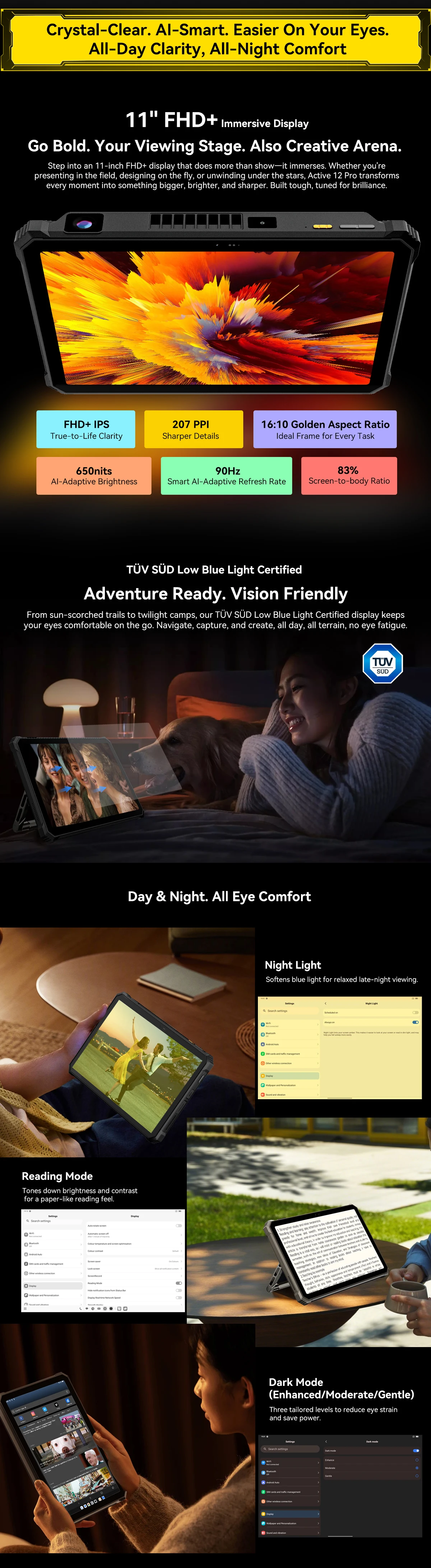 Blackview Active 12 Pro Rugged Projector Tablet 11" Android 15 5G Tablet Dimensity 7300 36GB RAM 256GB 30000mAh 120W