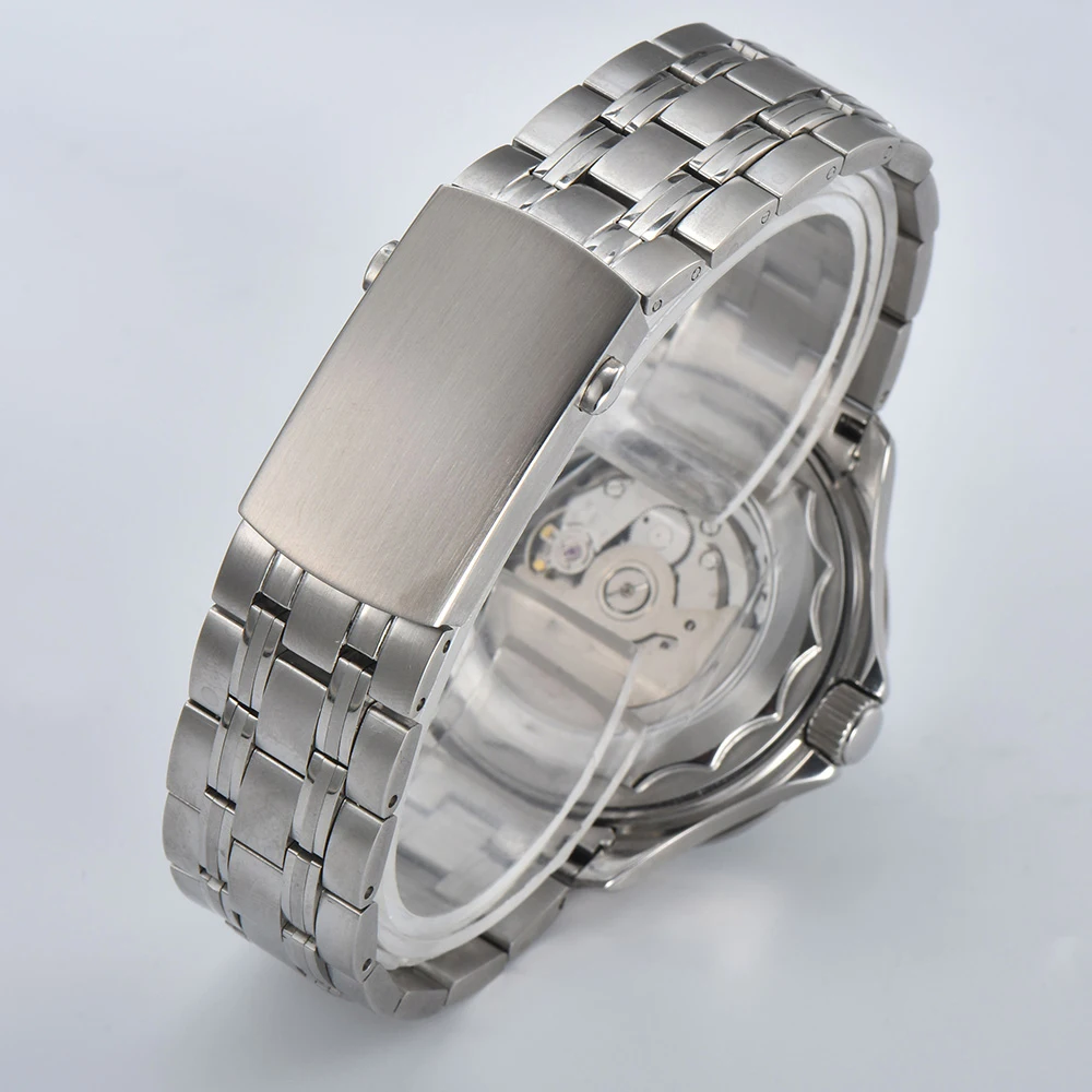 42mm luminous display men's watch automatic mechanical watch with NH35 movement, stainless steel strap sapphire glass view 3