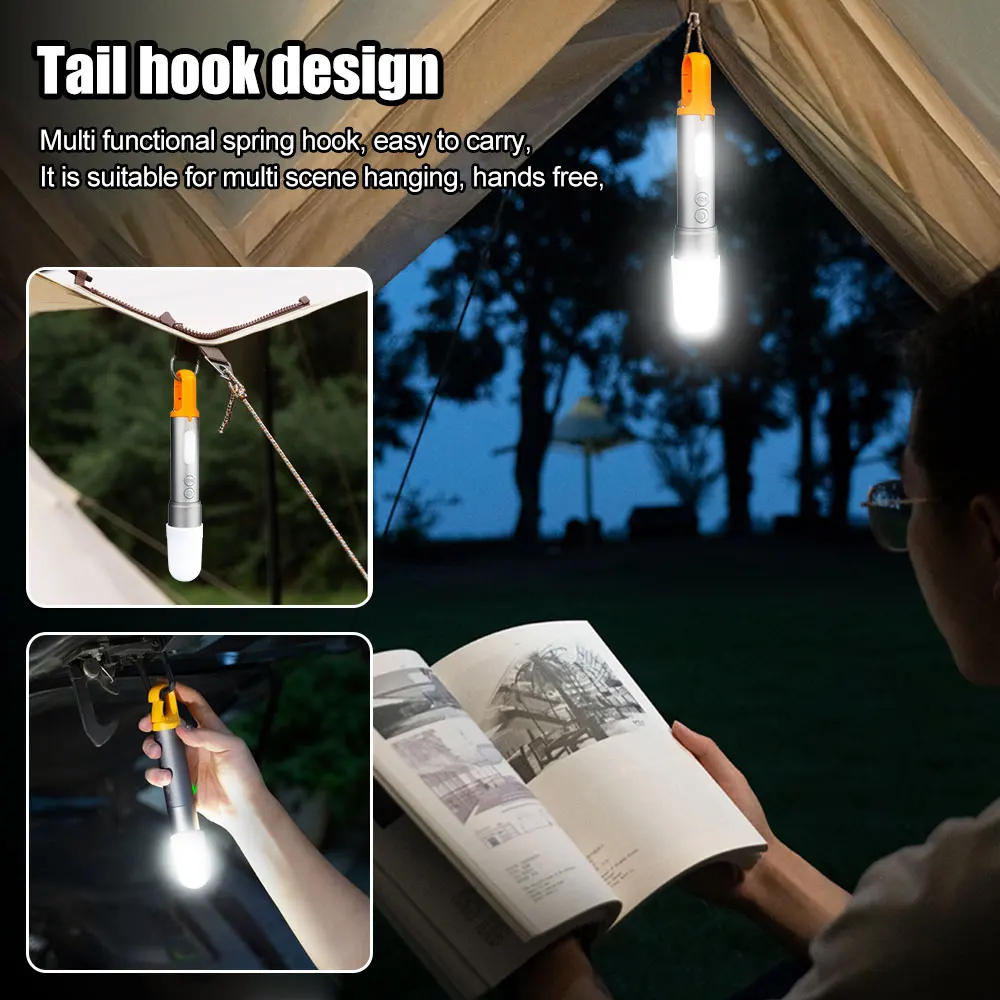 Mini Multi-color Flashlight Green/Red/Blue/White COB LED Toch Zoom USB Charging Haning Tent Lamp Hunting Outdoor Fishing Light