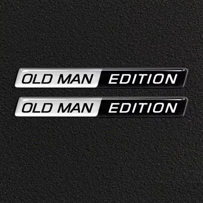 2pcs Old Man Edition 3D Emblem Sticker Badge Fender Funny Old Man Edition Decals Car  Replacement Door Decoration for Universal
