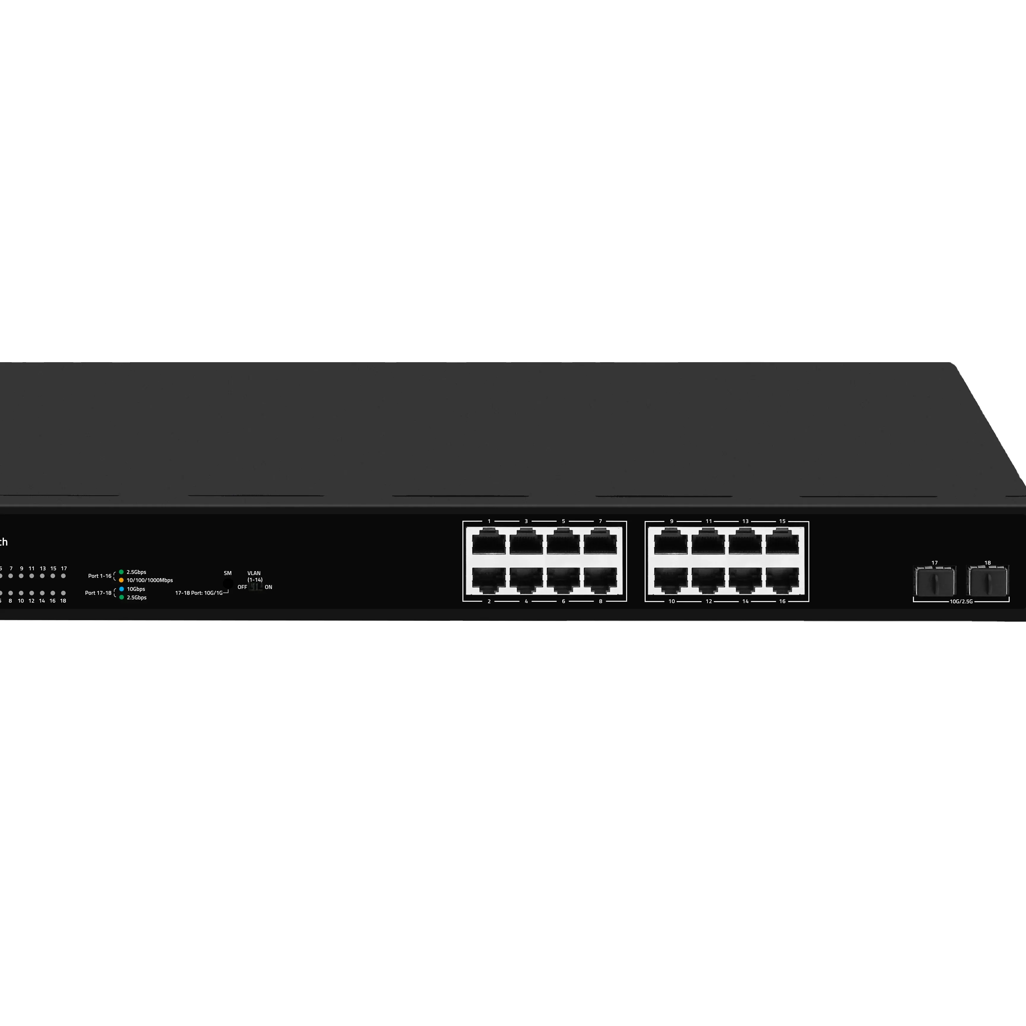 18 Port  2.5 gigabit unmanaged desktop switch with  16*2.5g RJ45+2*10G SFP