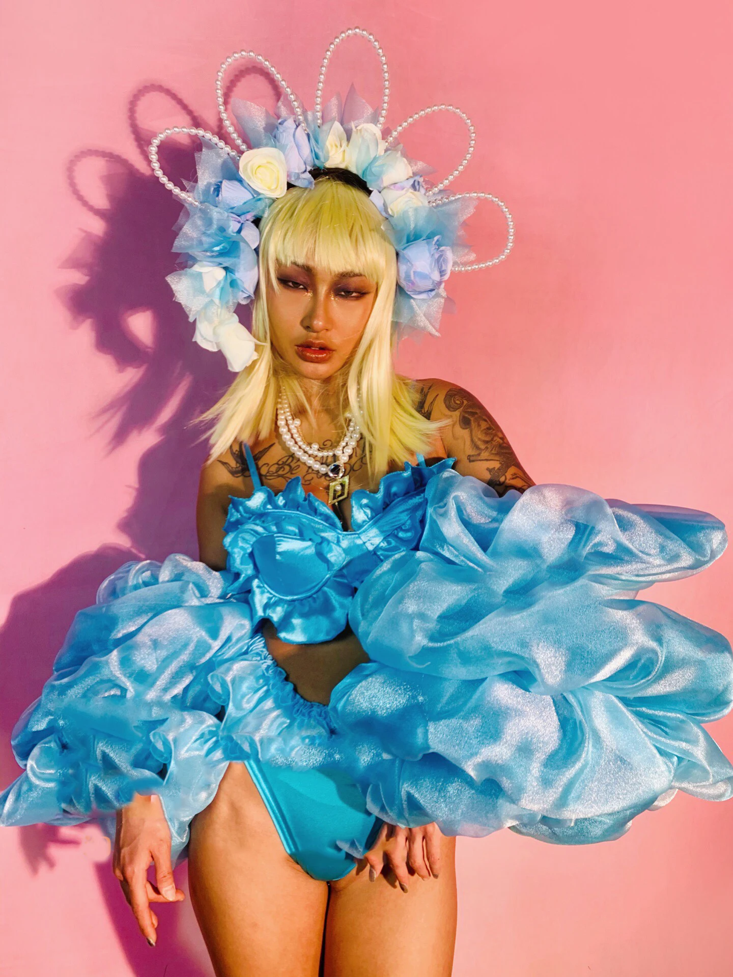 Bikini de danseuse Gogo Sexy pour femmes, tenue de Festival, Rave, discothèque, Costume de danse Jazz, vêtements de scène pour adultes, manches bouffantes