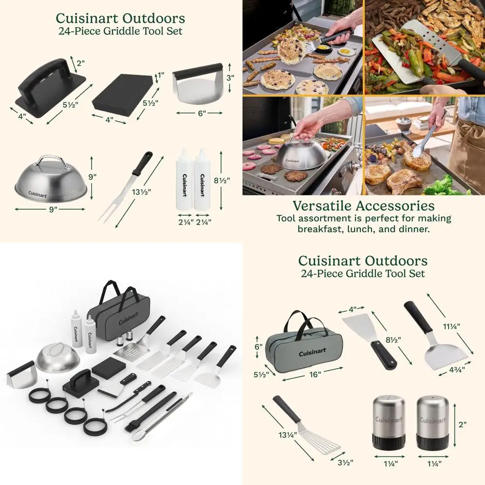 

Stainless Steel 24-Piece Grilling Kit with Tote, Includes Spatulas, Burger Press, and More for Outdoor Cooking