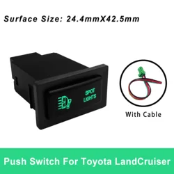 SPOT LIGHTS HORIZONTAL Push Switch for Toyota LandCruiser 80 Series LED GREEN 78 / 79 Series Steel Dash model ONLY Prado 90/95