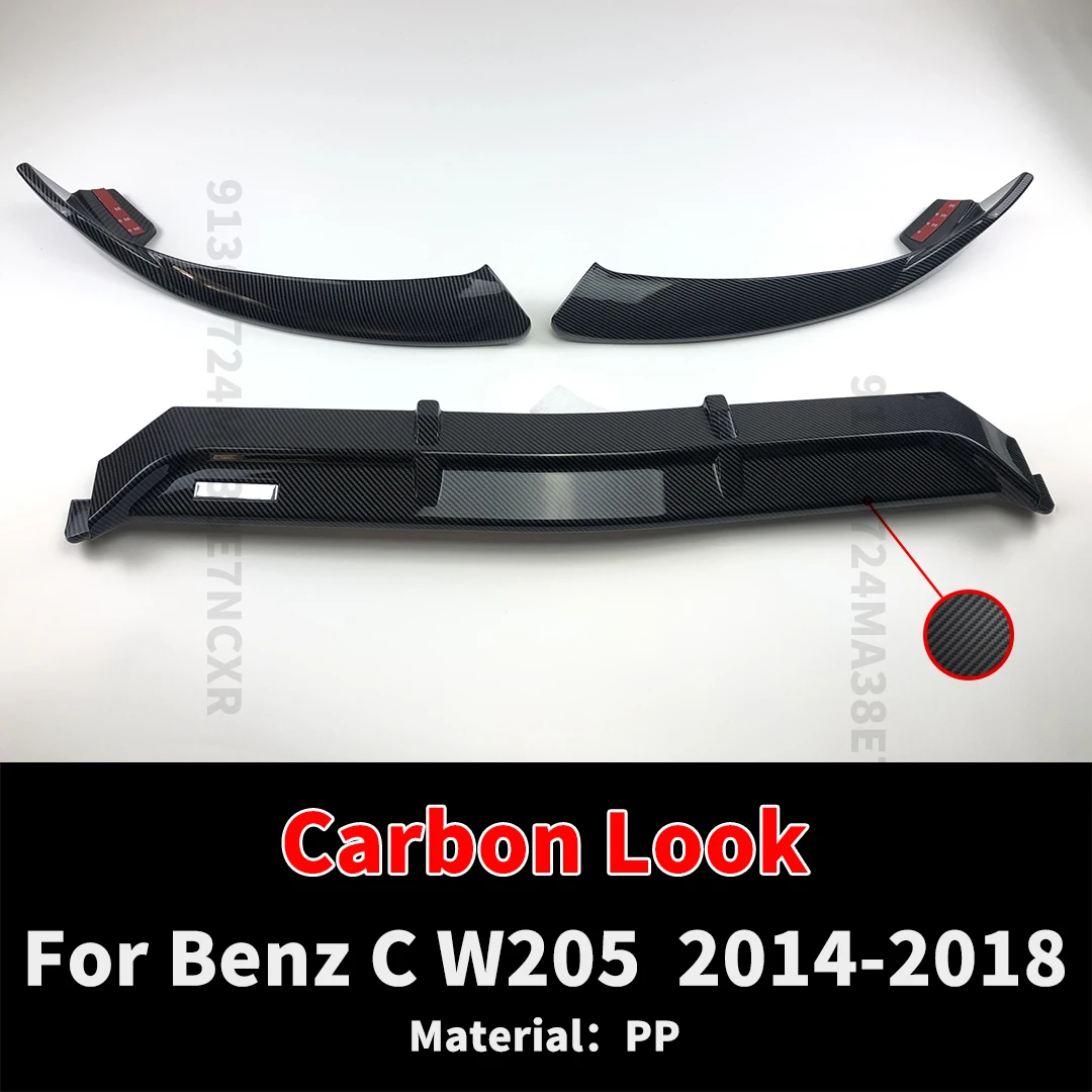 BRABOS Style voor Mercedes Benz C W205 2014-2022 Guard Carbon Fiber Look voorbumperlip kin, vergelijkbaar met C180 C200 C260 C300 Tuning
