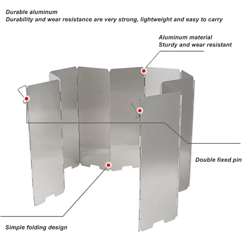 8/9/10/12 Plates Wind Shield with Stove Set Outdoor Camping Picnic Cooking Burner Windproof Screen Aluminum Alloy Wind Screen