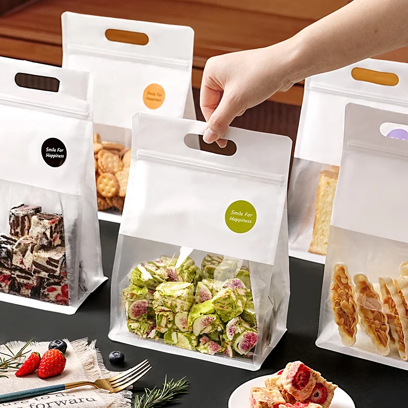 

Custom. Snowflake crisp packing bag cookies portable ziplock bag candy snack seal self-supporting transparent baking at home