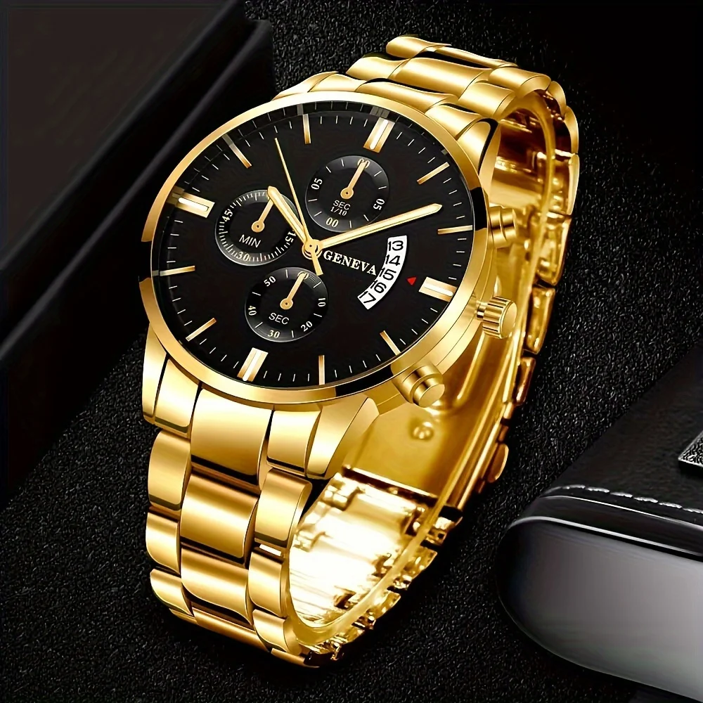 

Classic Elegant Retro Men's Watch, Fashion Casual Calendar Stainless Steel Wrist Watch, Ideal choice for Gifts