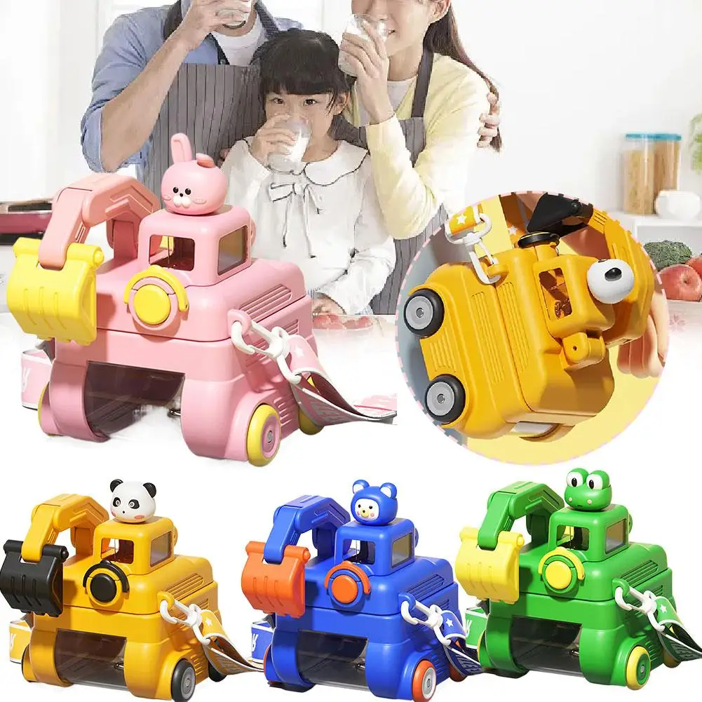 Boys' Excavator Engineering Vehicle Straw Water Cup Spring and Summer New Style Backpack Water Bottle Children's Drinking Cup