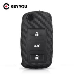 KEYYOU Silicone Car Key Cover Case For VW Golf Bora Jetta POLO Passat Skoda Superb Octavia Fabia SEAT Ibiza Leon Procted