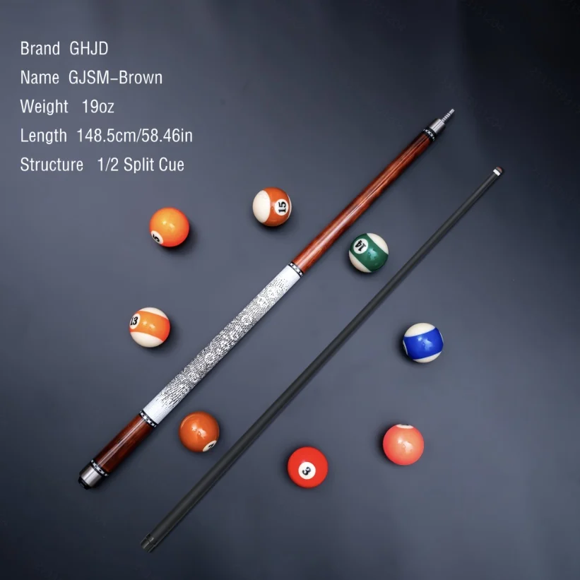 Low Deflection Fiberglass Pool Cue Stick 12.5mm Multi-Layer Tip 3/8 Stainless Steel Joint Billiard Cue for Intermediate Players