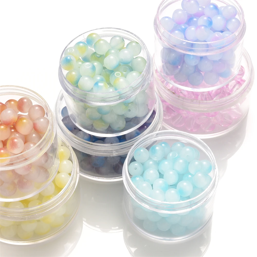 100 Stück 8mm Farbverlauf Meerjungfrauen-Glasperlen Runde Perlen Leuchtende Farben Lose Abstandsperlen für Kreatives DIY-Handwerk Schmuckherstellung – Detail 3