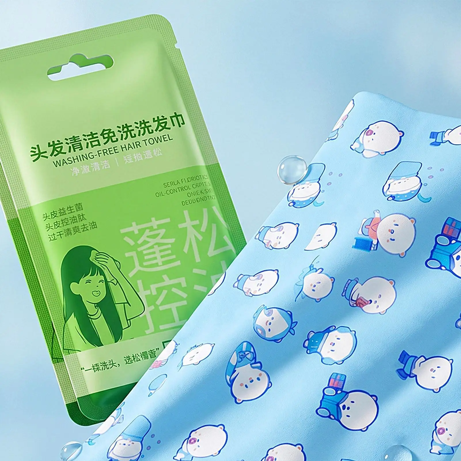 Long-Lasting Fragrance Shampoo Wipes No Rinsing Bangs Towel Scalp Cleanser Hair Wipes for Postpartum Travel Camping, Quick Clean