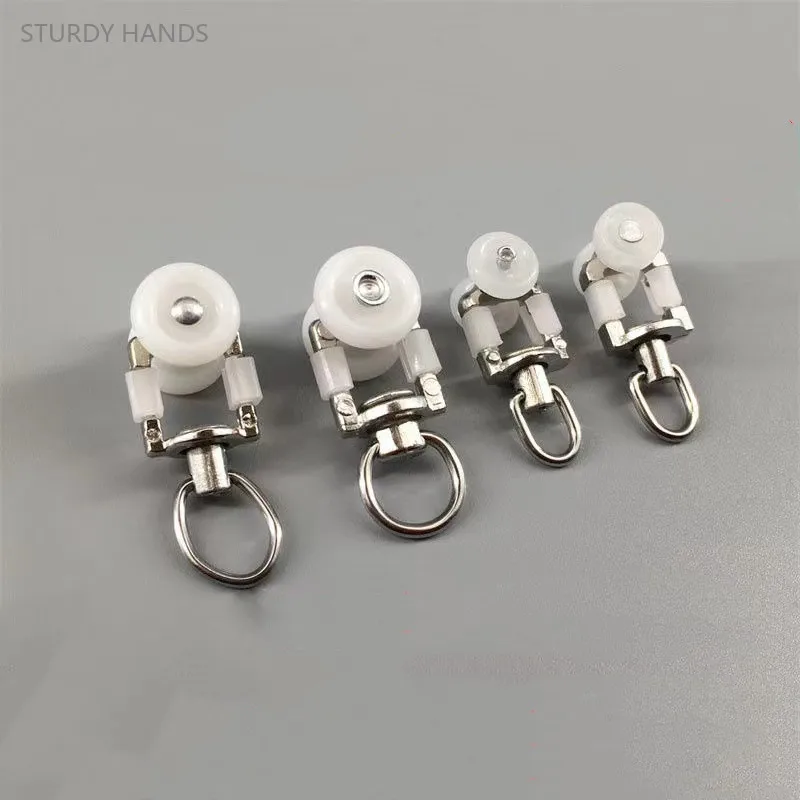 10Pcs Curtain Track Pulley Stainless Steel Pulley Metal Roller Curtain Accessories Pulley Sling Hook Wheel Window Hardware