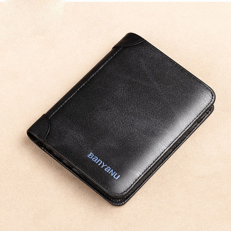 Luxury Wallet Men\'s cowhide Leather Short money clip Leather Vertical New Driver\'s License card holder Money clip