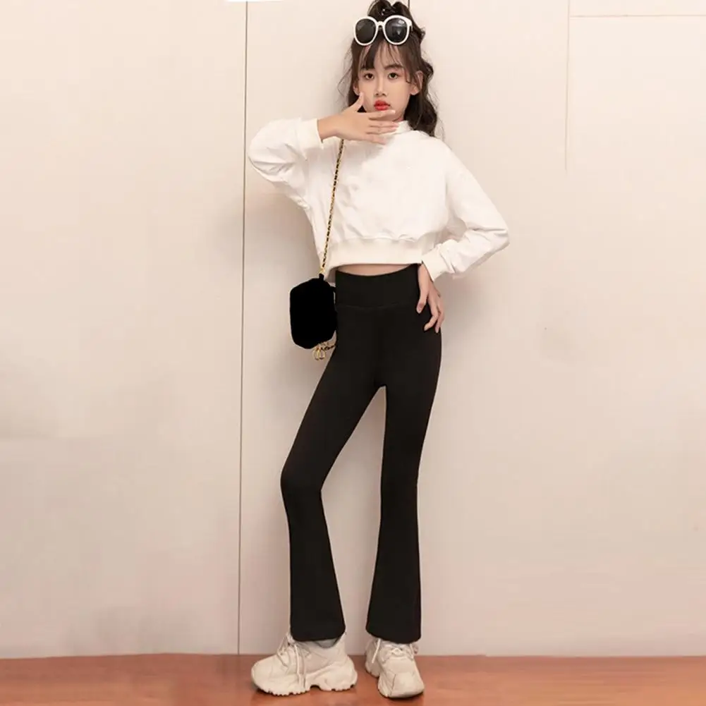 Flare Pants Kids Girls High Waist Leggings Stretch Flared Pants Wide Leg V-Shaped Waist Sports Pants Tight Yoga Leggings Casual