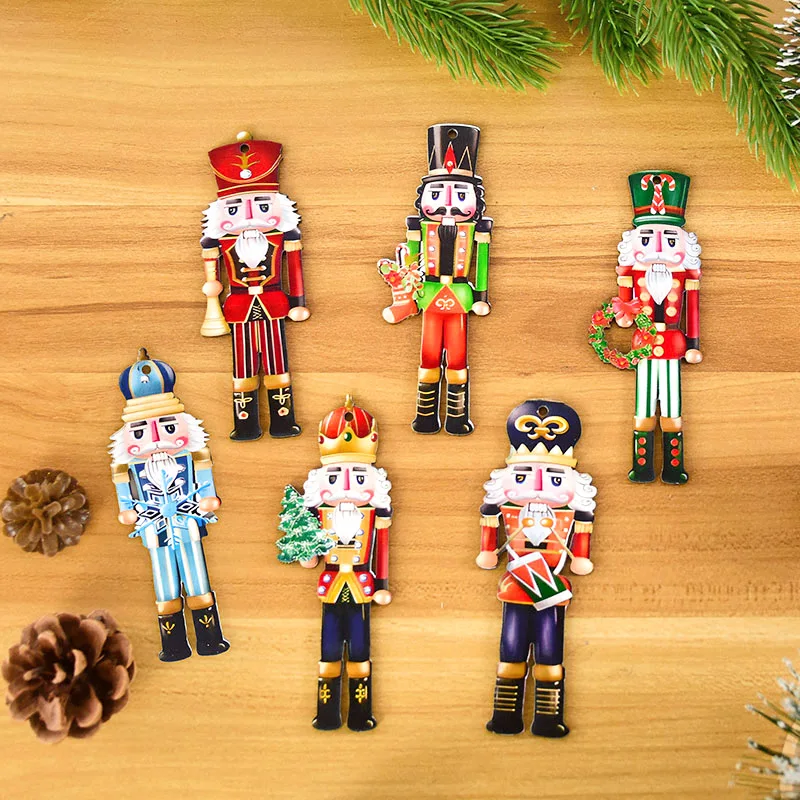 

12Pcs/Set Christmas Decoration Wood Pendant Nutcracker Soldier Pendant Christmas Tree Hanging Decor Navidad New Year Party Gift