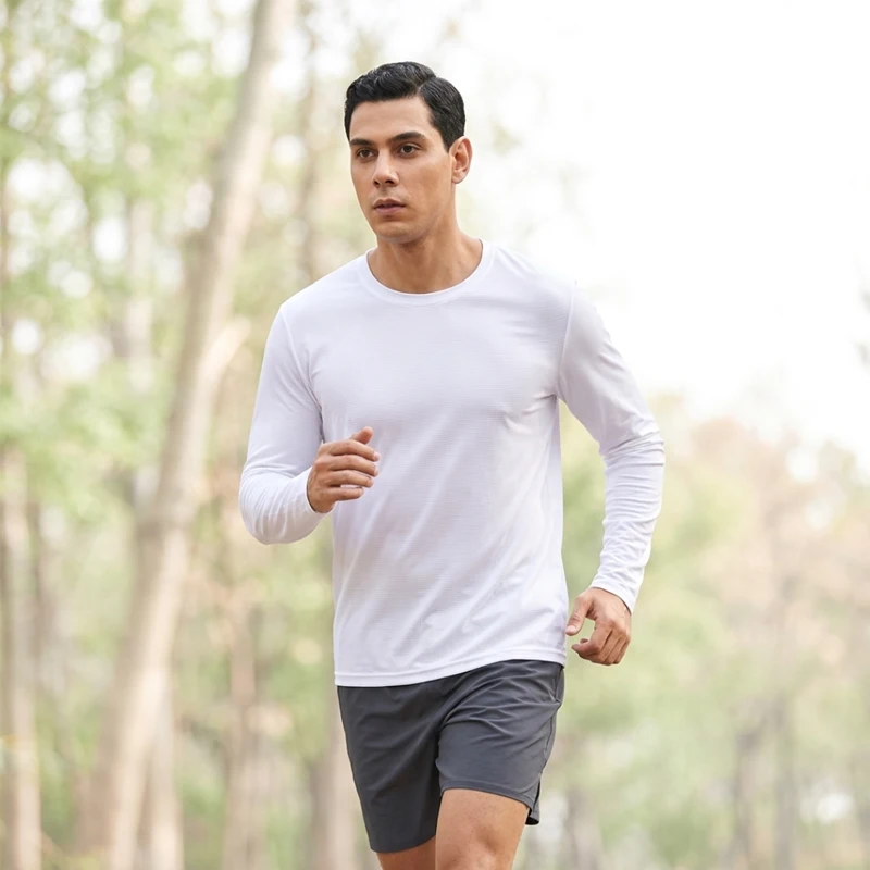 Men Quick Dry Lightweight Sun Protection Long Sleeve Tee Breathable Athletic Tops Running Hiking Fishing Outdoor Sport Shirts