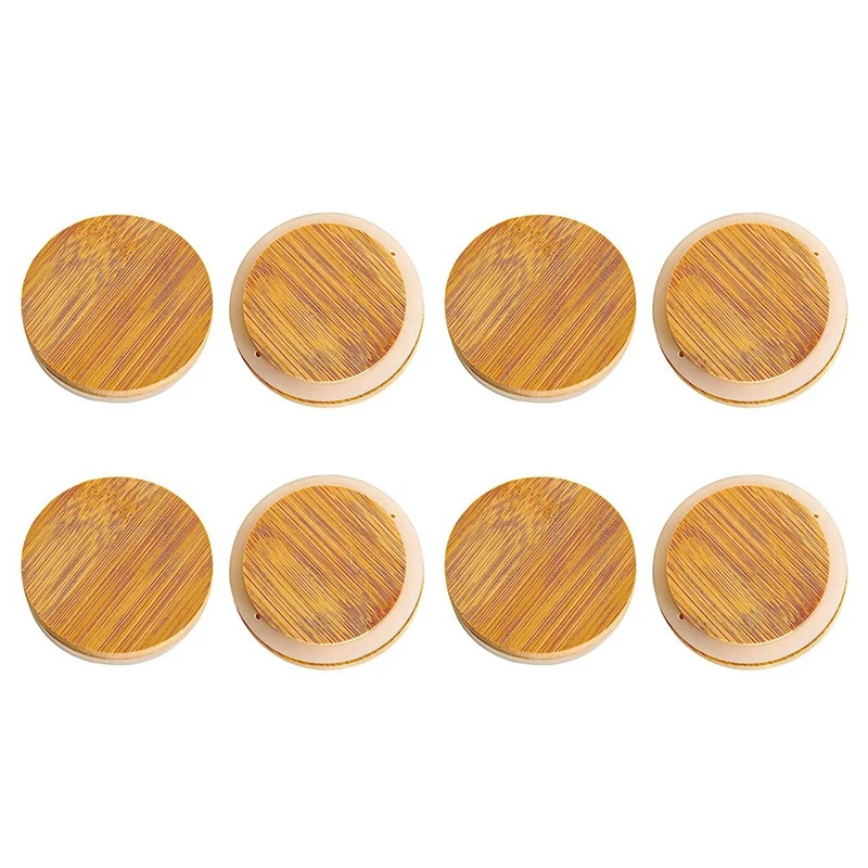 Wooden Mason Jar Lids, 8 Pcs Bamboo Wooden Storage Lids Regular Mouth, Reusable Ball Wooden Lids For Mason Jars 70Mm