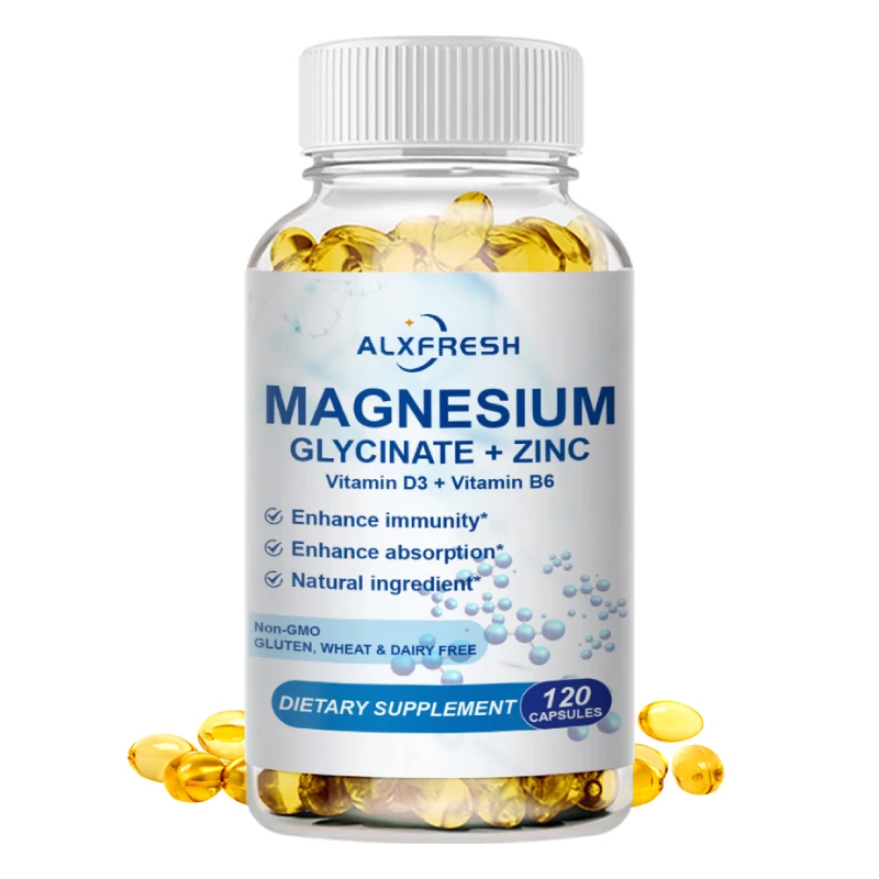 Magnesium with Zinc,Vitamin D3 B6 - Promotes Proper Muscle, Heart and Bone Support Cardiovascular Function Improve Sleep Quality