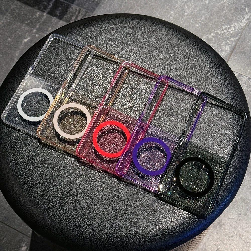 Transparent Glitter Jelly Magnetic Mobile Phone Case Is Suitable for Samsung Z Flip 7 6 5 4 3 Folding Series Shockproof