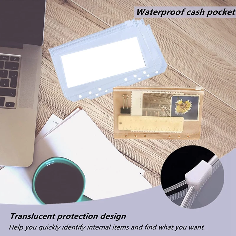 Kit de carpeta de presupuesto, sobres impermeables de presupuesto en efectivo con cremallera, papel de hojas sueltas, etiquetas adhesivas, para ahorrar dinero