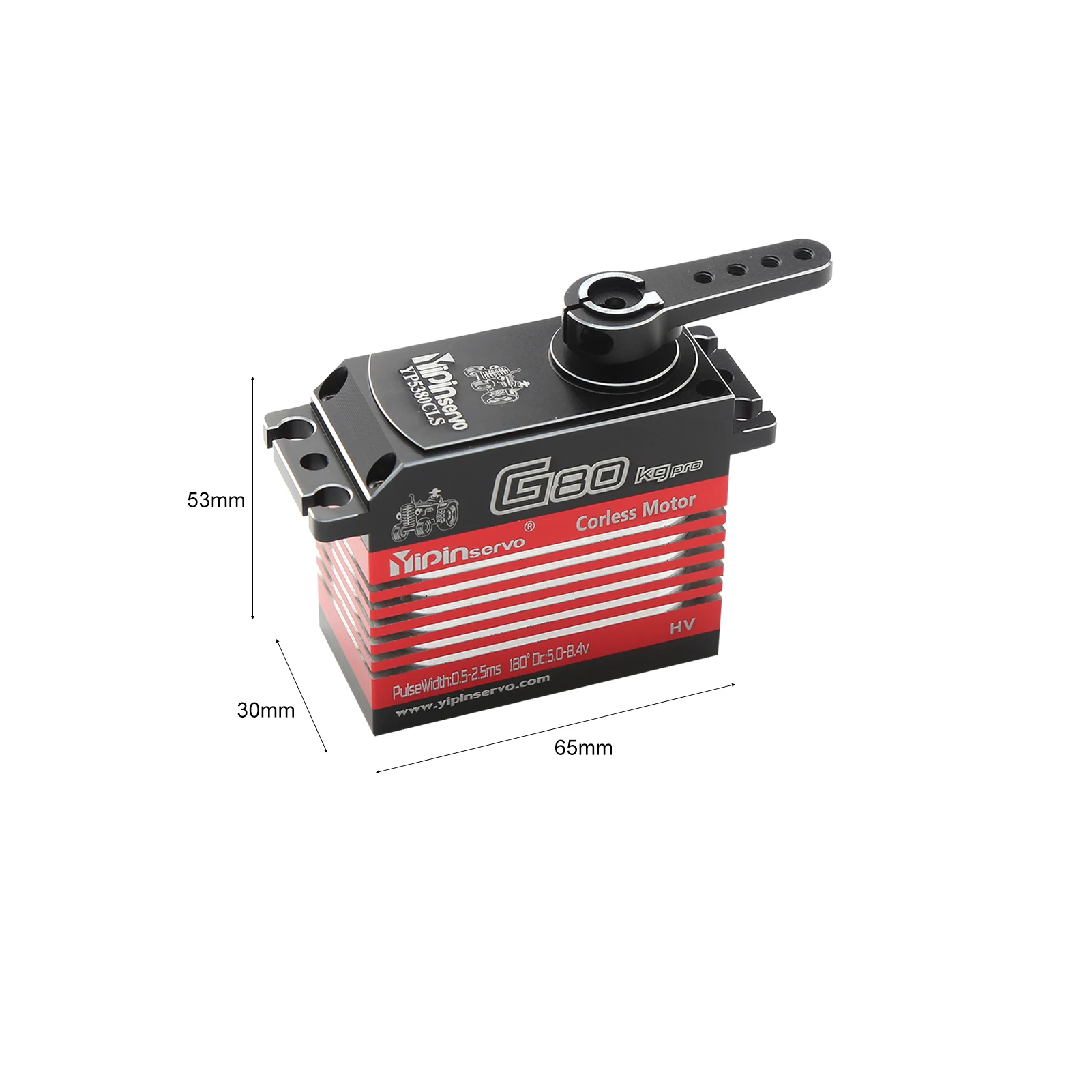 YIPINServo Digital Servo 80 kg Metallgetriebe Hohes Drehmoment Wasserdichter Ersatz für 1/5 1/6 Traxxas ARRMA KRATON BAJA RC Autoteile