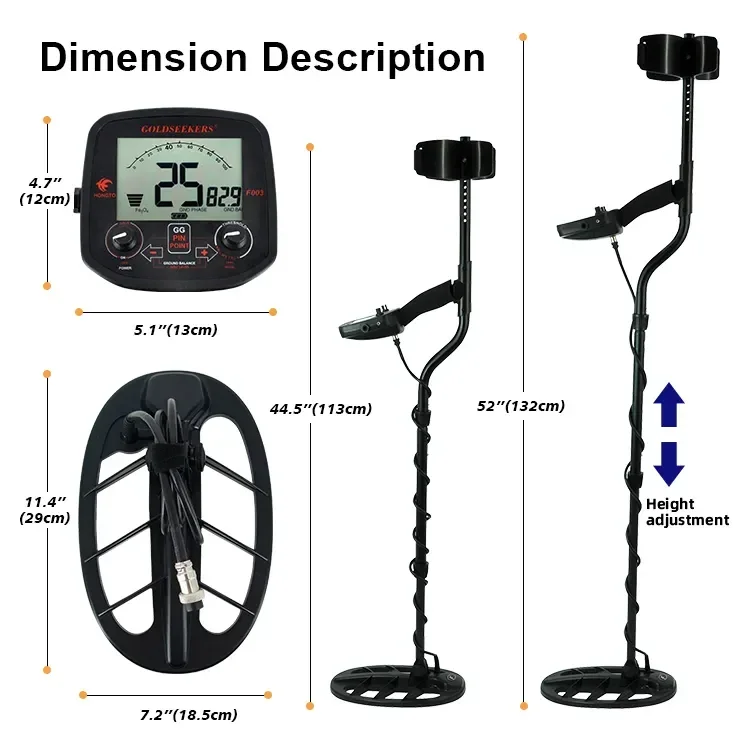 005 Industrielle Metalldetektoren mit großer Reichweite, gute Qualität, F003, tragbarer, wasserdichter Goldmetalldetektor